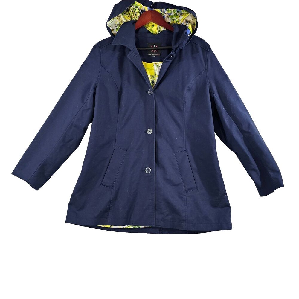 Isaac Mizrahi Live! Womens Reversible Hoodie Coat Button Up Pockets Size Medium
